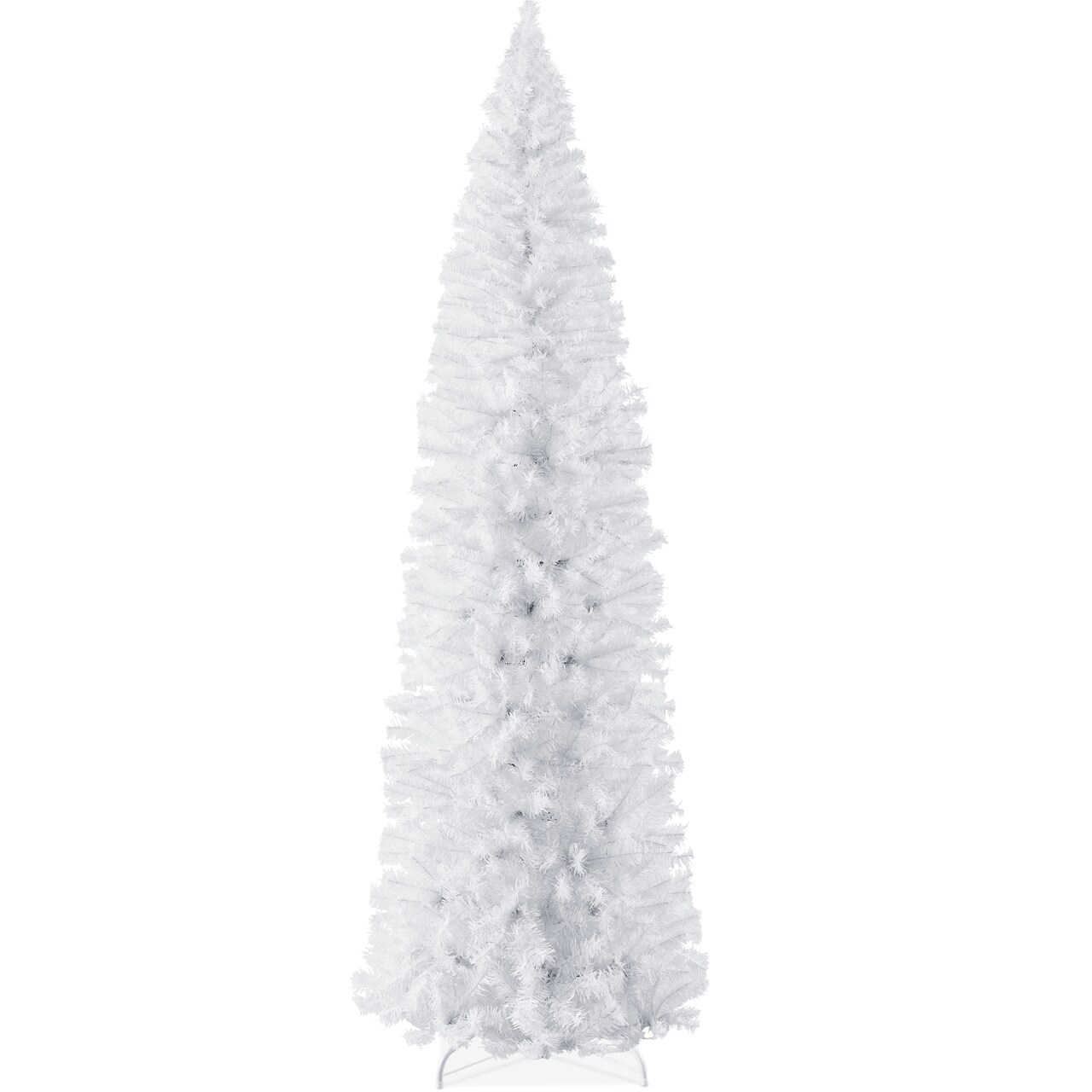 Best Choice Products White Artificial Holiday Christmas Pencil Tree w/ Metal Base